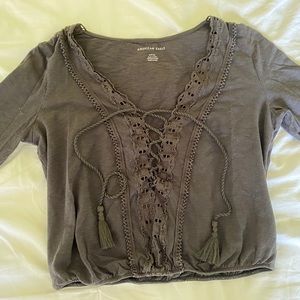 GRAY LONG SLEEVE TOP